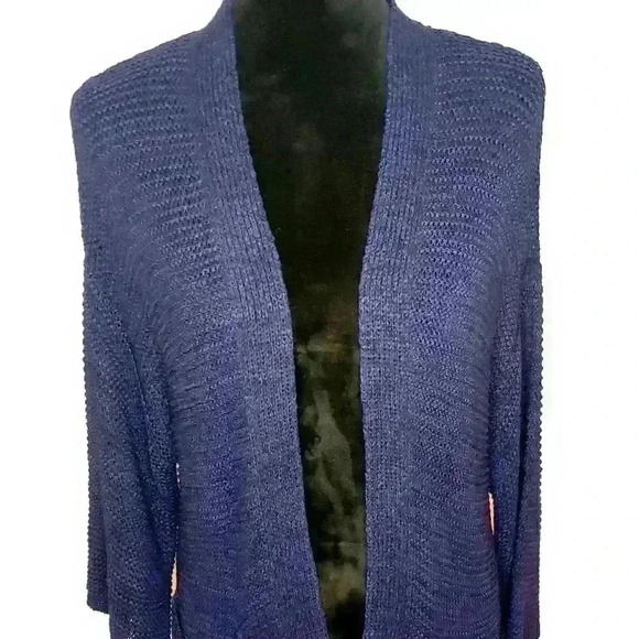 ceny Navy Knit Pocket Open Front Sweater Size S - Picture 3 of 7